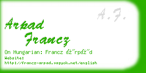 arpad francz business card